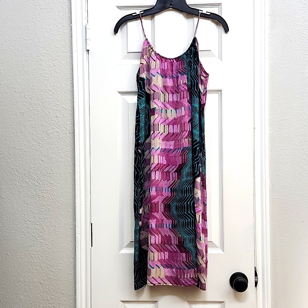 Tucker Abstract Print Silk Slip Dress, Size S